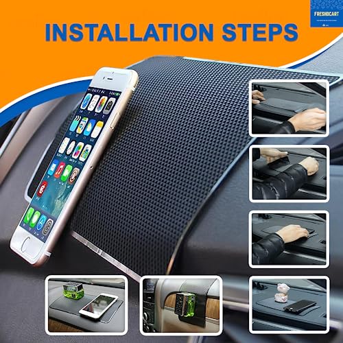 FreshDcart FDCA283 Car Dashboard Anti Slip Car Pad Mobile Phone Holder Non Slip Dashboard Mat Anti Skid Grip Mount for All Smartphone, Keychain (Black, Pack of 1) (27cm x 14cm x 0.1cm) | RUBBER MAT - Image 5
