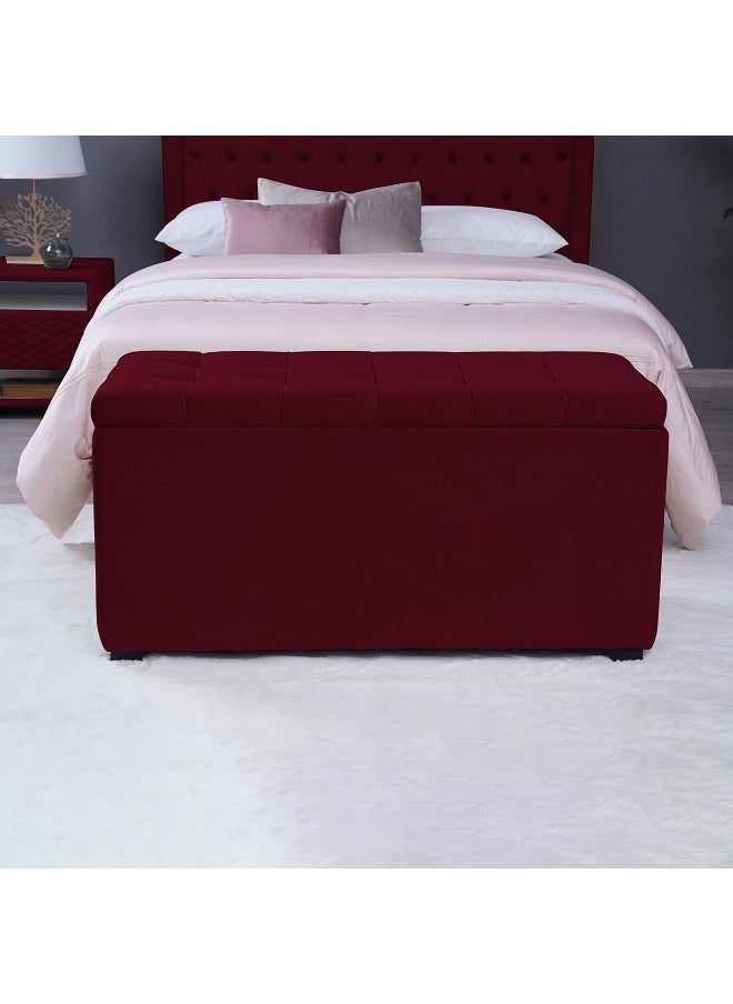 Pan Home Emirates Gigastorage Bench-Velvet~Maroon  - Image 2