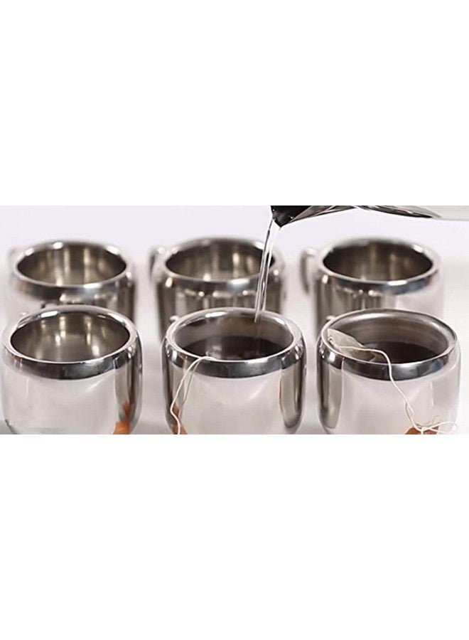 VISAXMI VISAXMI Steel Tea & Coffee Cups| Stainless Steel Double Wall Cup|Pack of 6 Small Cute Latest Stylish Design Cold Outside Hot Inside Double Walled Stainless Coffee Mug Apple Shape |Easy to Maintain - Image 3