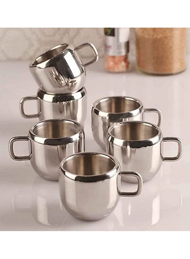 VISAXMI VISAXMI Steel Tea & Coffee Cups| Stainless Steel Double Wall Cup|Pack of 6 Small Cute Latest Stylish Design Cold Outside Hot Inside Double Walled Stainless Coffee Mug Apple Shape |Easy to Maintain - Image 1