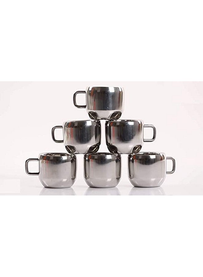 VISAXMI VISAXMI Steel Tea & Coffee Cups| Stainless Steel Double Wall Cup|Pack of 6 Small Cute Latest Stylish Design Cold Outside Hot Inside Double Walled Stainless Coffee Mug Apple Shape |Easy to Maintain - Image 2