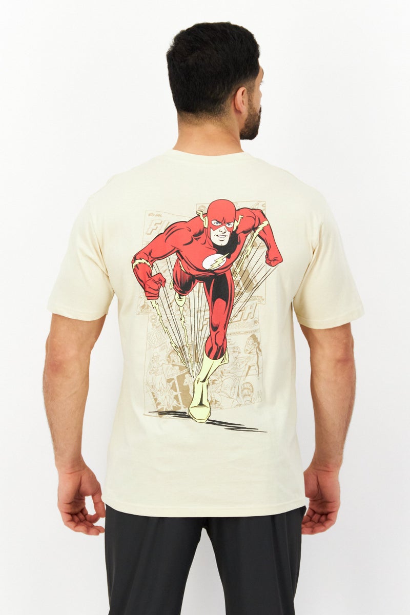 Warner Bros تي شيرت رجالي بطبعة جرافيكية بأكمام قصيرة ورقبة دائرية، كريمي - Image 2