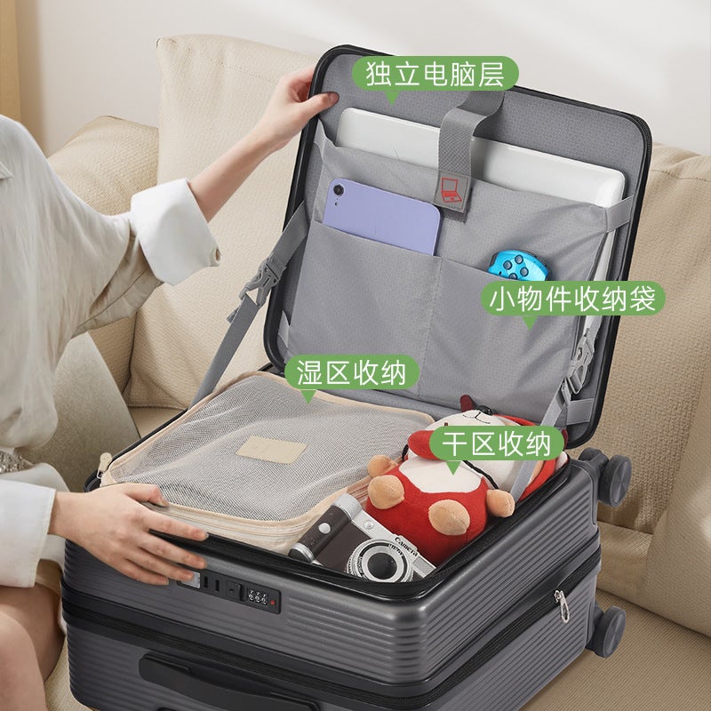 Lightweight 20-Inch Side-Open Trolley Case with USB & Cup Holder - Image 3