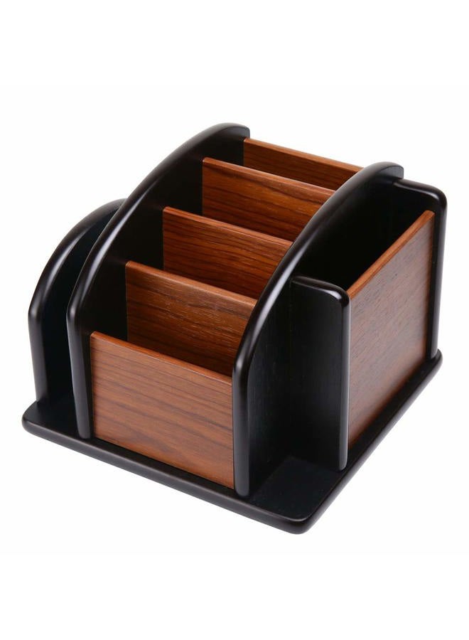 Siveit Wooden Desk Organizer, Wood Desktop Organizer Office Supplies Storage Organizer Remote Control Caddy Holder (Desk Organizer-6) - Image 1