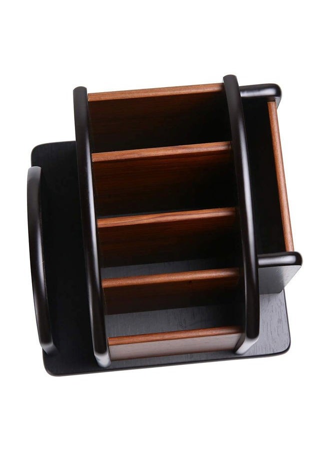 Siveit Wooden Desk Organizer, Wood Desktop Organizer Office Supplies Storage Organizer Remote Control Caddy Holder (Desk Organizer-6) - Image 4