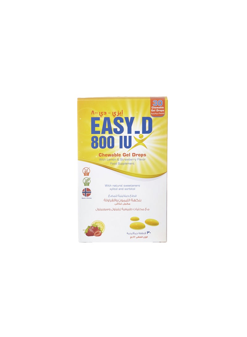 Easy-D – Vitamin D3 800 IU – Lemon & Strawberry Flavor – 30 Gummies