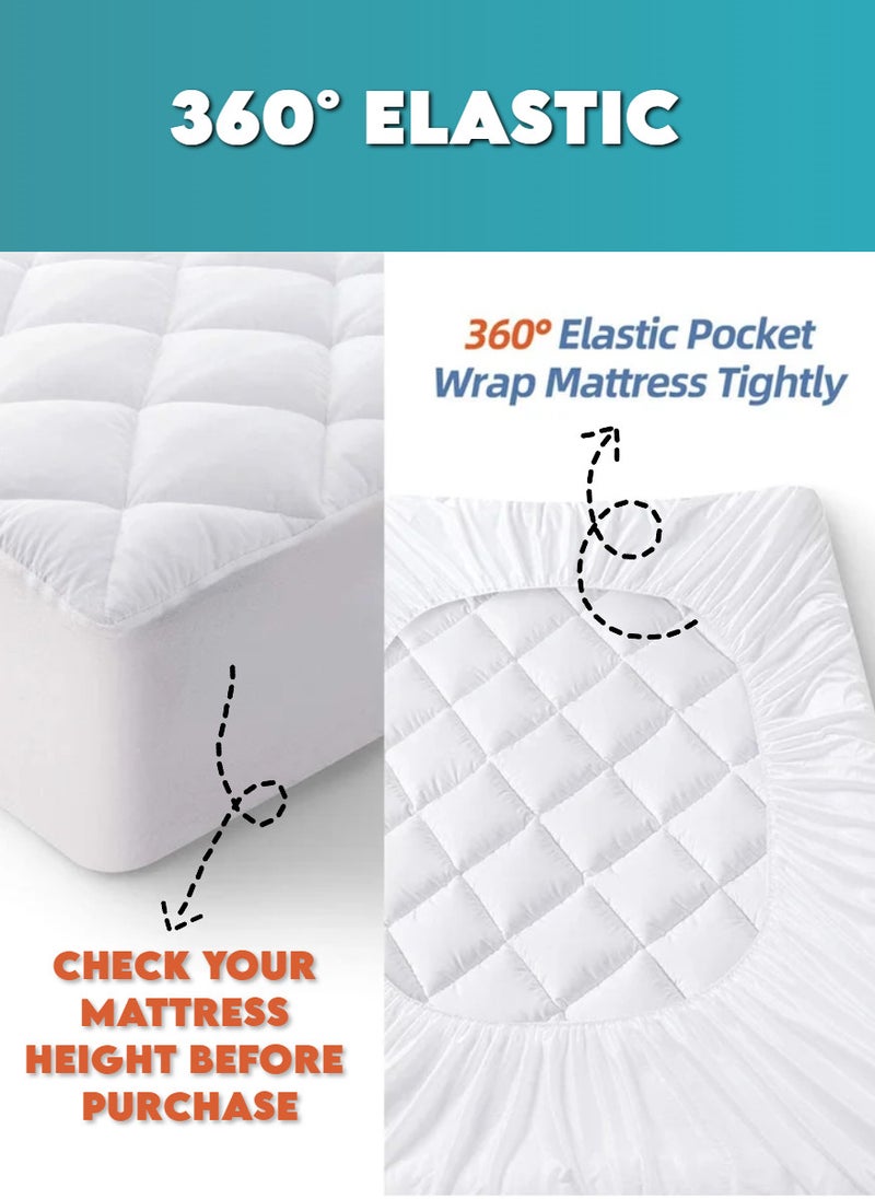 Blueberry - Extra Deep Quilted Mattress Protector Bed Topper Cover 200X200+30Cm - Image 1