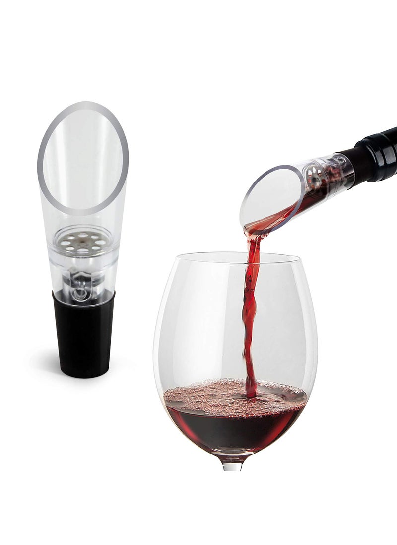 TenTen Labs TenTen Labs Wine Aerator Pourer 2pack  Premium Aerating Spout and Decanter Set  No Drip and No Spill  Improve Taste and Smell Immediately  Gift Box Included  Black 
