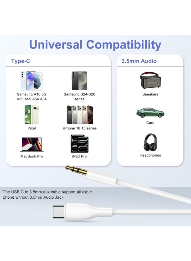 traditious iPhone 16 Pro Max Aux Cord for Car, USB C to 3.5mm Headphone Jack Adapter Car Stereo Aux Audio Cable for iPhone 16e 16 Plus 16 Pro 16 15 Pro Max 15 Plus 15 USBC to Car Home Stereo/Headphone/Speaker - Image 3