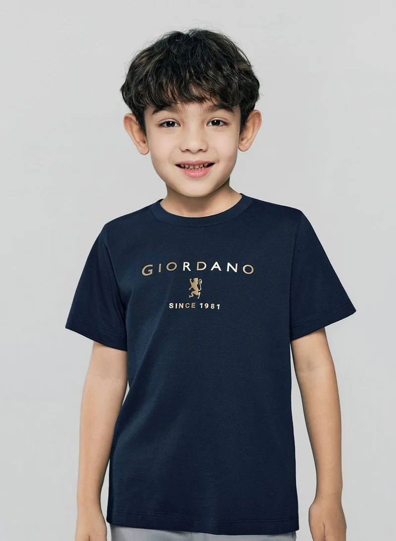 جيوردانو Kid's Regular Fit Cotton Crew Neck Printed Tee