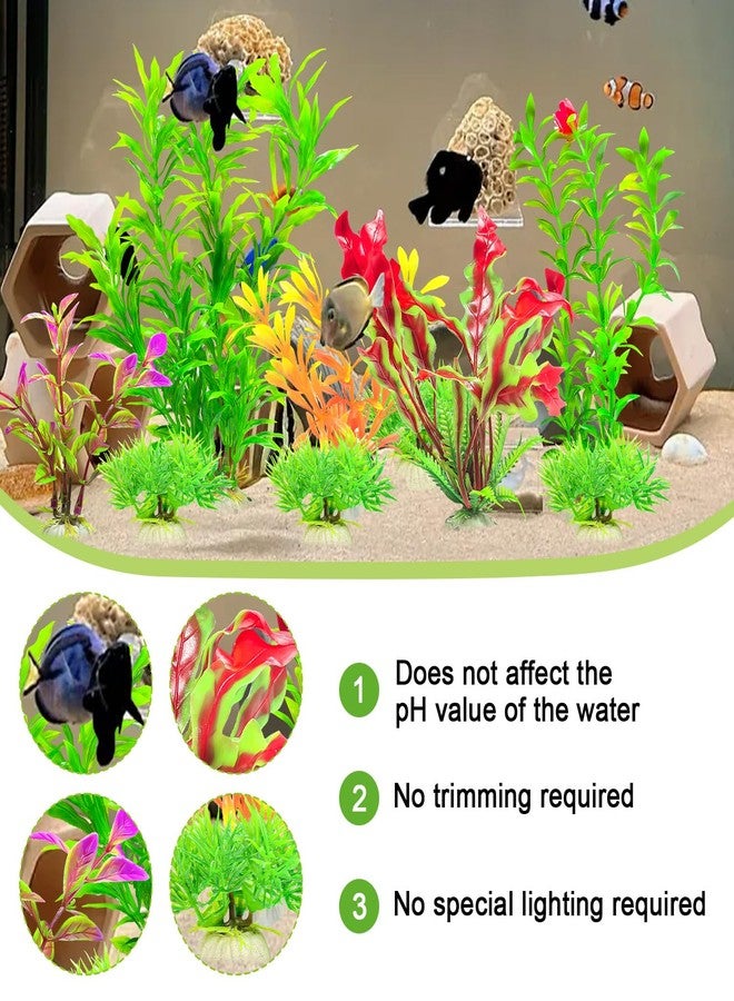 Baoyemes 10Pcs Aquarium Plants, Fish Tank Accessories Artificial Aquatic Plants, Artificial Fish Tank Plastic Plants Decorations, Aquarium Decor - Image 2