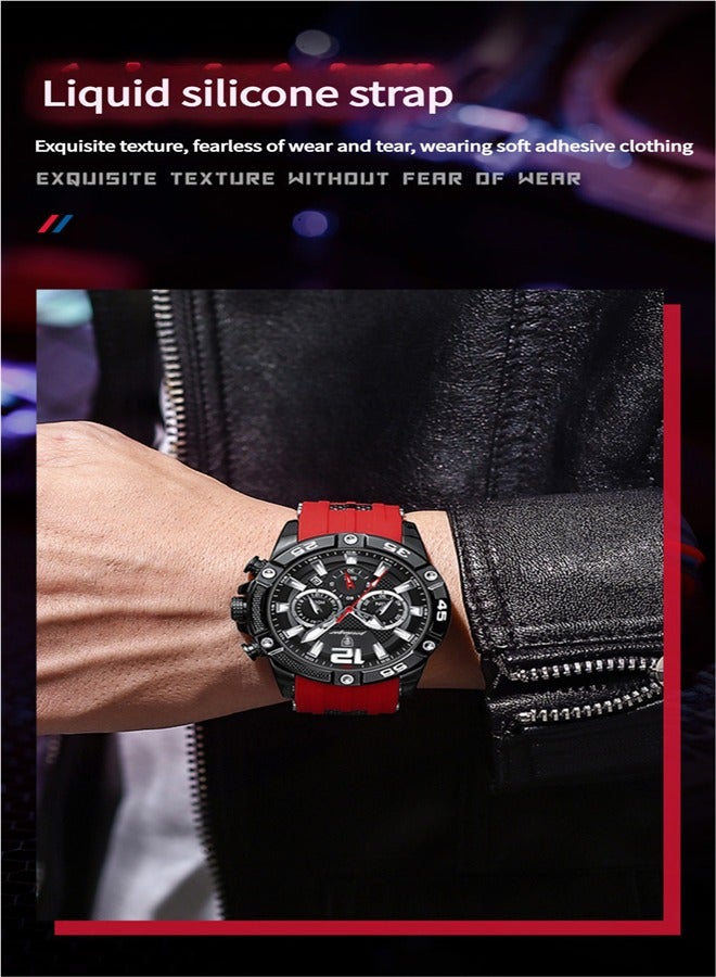 پوداجار ساعة للرجال الرياضة للماء كرونوغراف ساعات رجالي التناظرية الكوارتز وجه كبير كلاسيكي أنيق عارضة مصمم العمل ساعة المعصم هدية أنيقة للرجال - Image 3