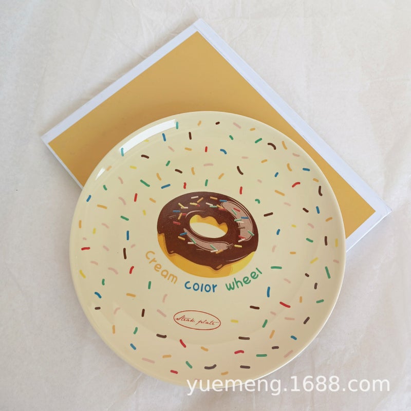 Korean Ins Style High Color Value Household Dish Plate High Temperature Resistant Ceramic Plate Donut Western Dessert Flat Plate - Image 3