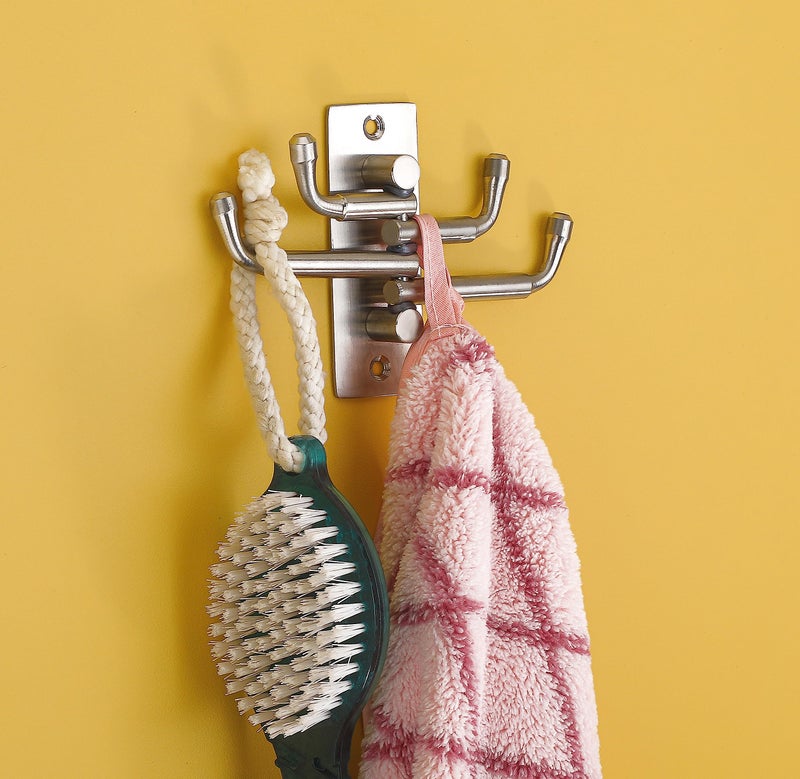 iSTAR Flexible 4 Pin Stainless Steel Hooks Bathroom Cloth Hanger Wall Hook Door Robe Hooks for Hanging Keys,Clothes,Towel Steel Hook (Pack of 1) - Image 2