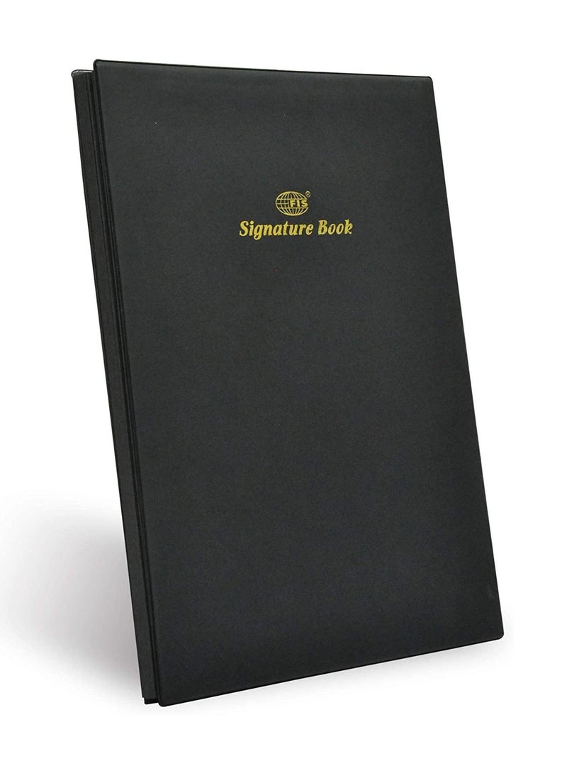 FIS FIS Signature Book, PVC Material Cover, 10 Sheets with Gift Box, Black Colour, Black Colour, 240 x 340 mm - FSCL10BKN  - Image 1