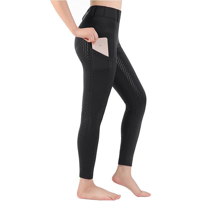 Generic Men Women Equestrian Riding Silicone Pants Quick Dry H-0882 black