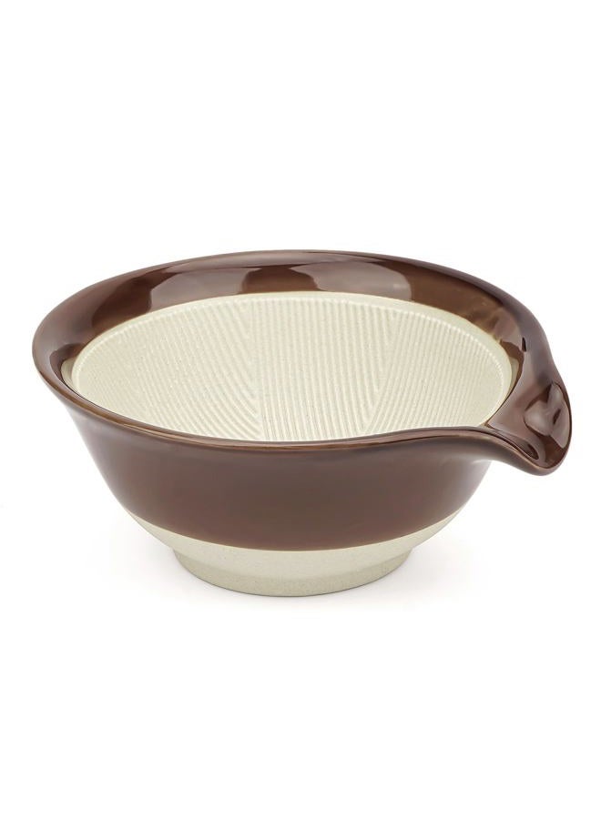 Linkidea Ceramic Shaving Bowl, Shaving Soap Lather Mug Cup for Men, Wide Mouth Barber Beard Wet Razor Shave Cream Cup, Brown - Image 1