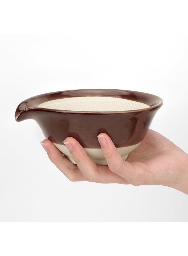 Linkidea Ceramic Shaving Bowl, Shaving Soap Lather Mug Cup for Men, Wide Mouth Barber Beard Wet Razor Shave Cream Cup, Brown - Image 2