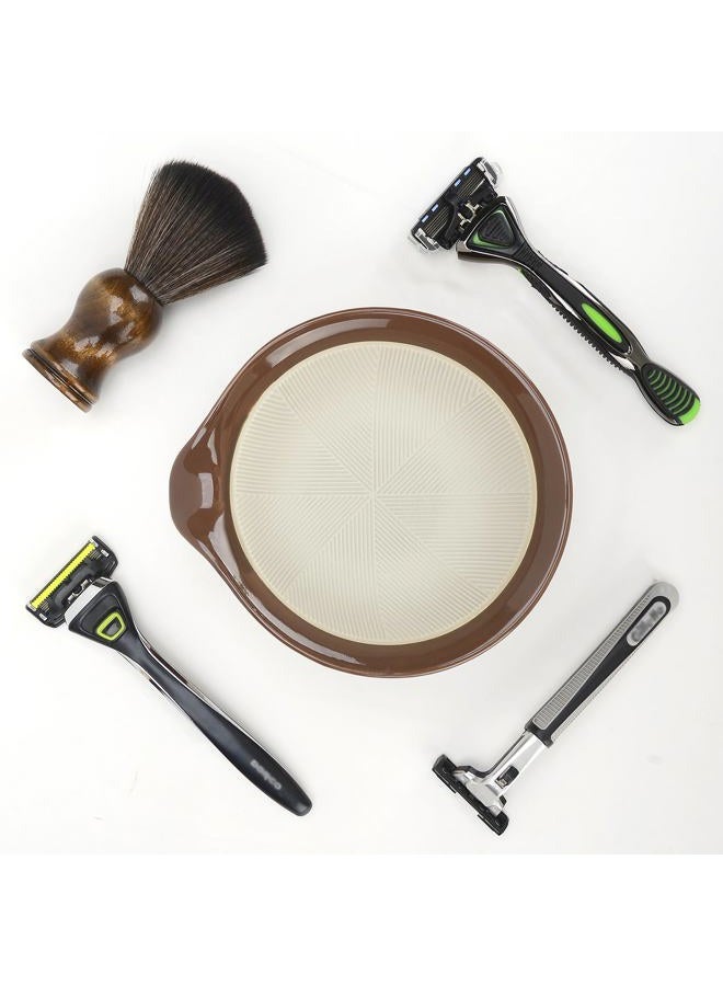 Linkidea Ceramic Shaving Bowl, Shaving Soap Lather Mug Cup for Men, Wide Mouth Barber Beard Wet Razor Shave Cream Cup, Brown - Image 5