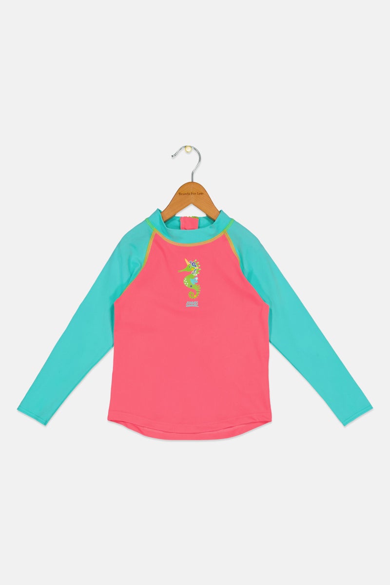 ZOGGS Toddlers Girl Graphic Print Rash Guard, Multicolor  - Image 1