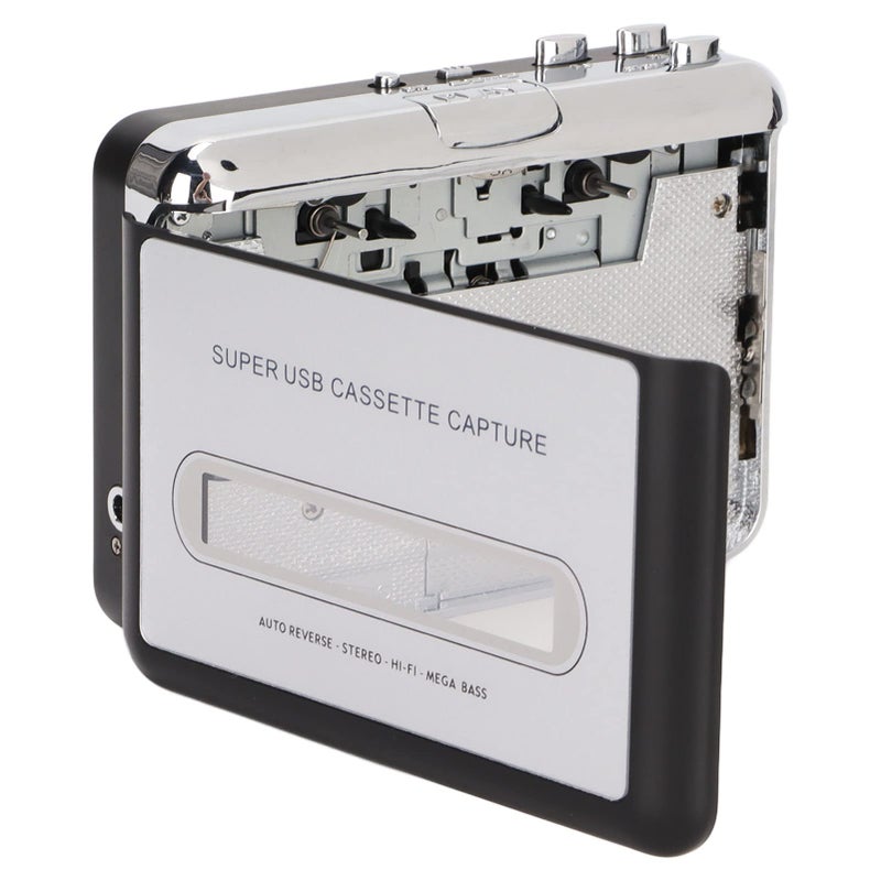 Portable USB Cassette Player Tape to MP3 Converter with Earphone for Laptops PCs Silver Black - Image 2