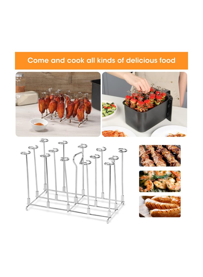 SOLARAE Air Fryer Rack Compatible with Ninja Air Fryer, Accessories for Ninja Dualzone Air Fryer, Skewer Rack for Ninja DZ201, DZ401 & DZ550, Reusable with 1 Glove & 1 Brush Included. - Image 5