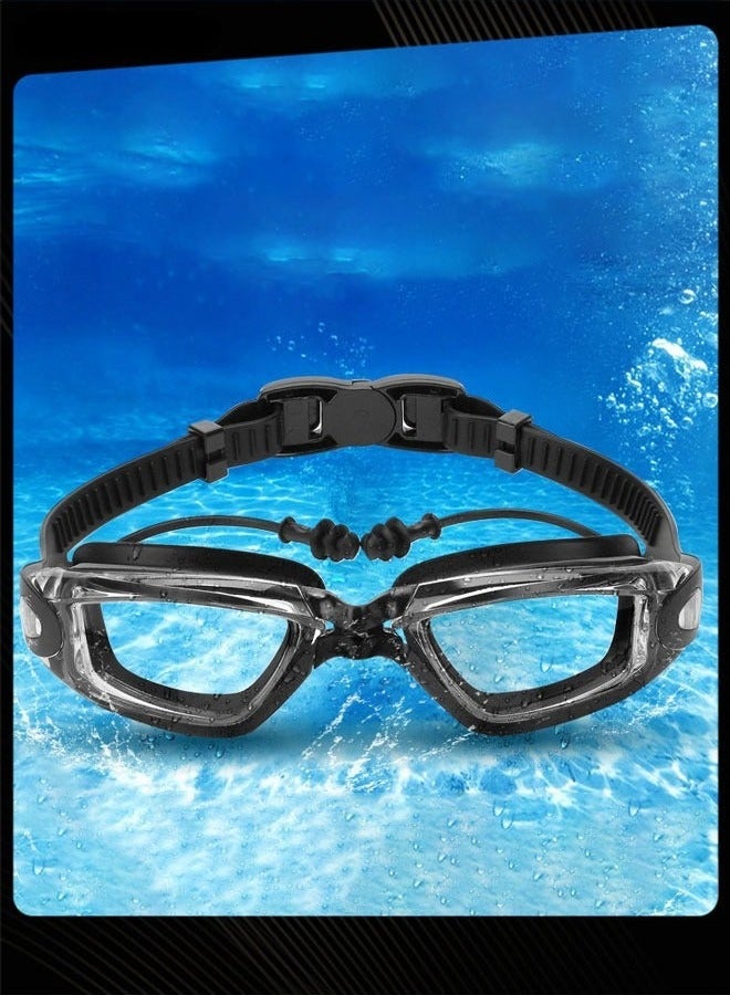 YUKE High Clarity Waterproof Anti Fog Wide Frame Swim Goggles with Adjustable Strap and Integrated Earplugs for Women Men Swimming - Image 1