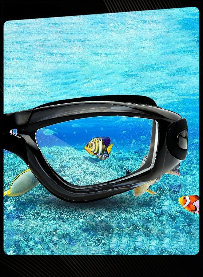 YUKE High Clarity Waterproof Anti Fog Wide Frame Swim Goggles with Adjustable Strap and Integrated Earplugs for Women Men Swimming - Image 2