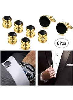 Generic Shirt Button Cufflinks Men's Cufflinks Rose Gold Plated Black Leather Chain Design With Gear Quality Business Cufflinks  - Image 3