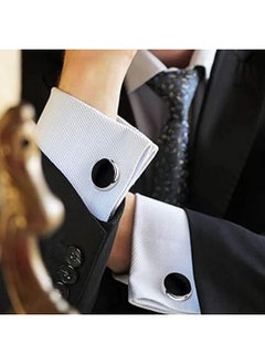 Generic Shirt Button Cufflinks Men's Cufflinks Rose Gold Plated Black Leather Chain Design With Gear Quality Business Cufflinks  - Image 4