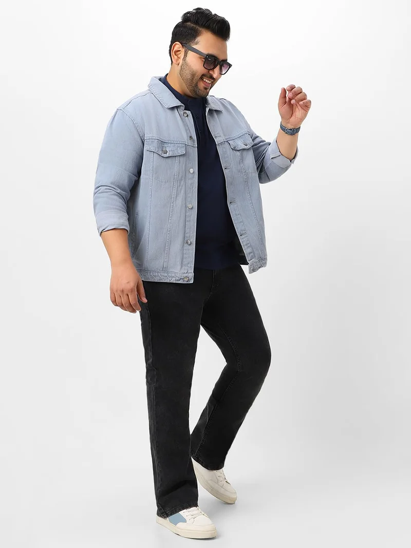 Urbano Fashion  Urbano Plus Men's Light Grey Regular Fit Washed Full Sleeve Denim Jacket  | Best Price UAE