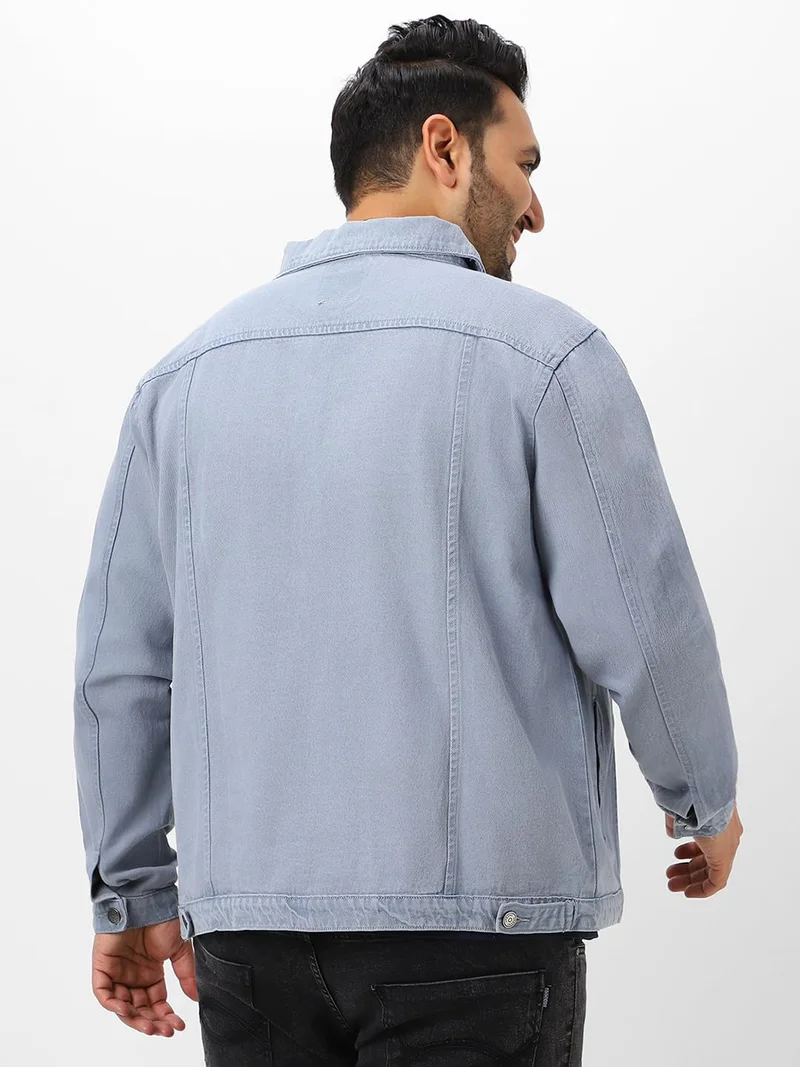 Urbano Fashion  Urbano Plus Men's Light Grey Regular Fit Washed Full Sleeve Denim Jacket  | Best Price UAE