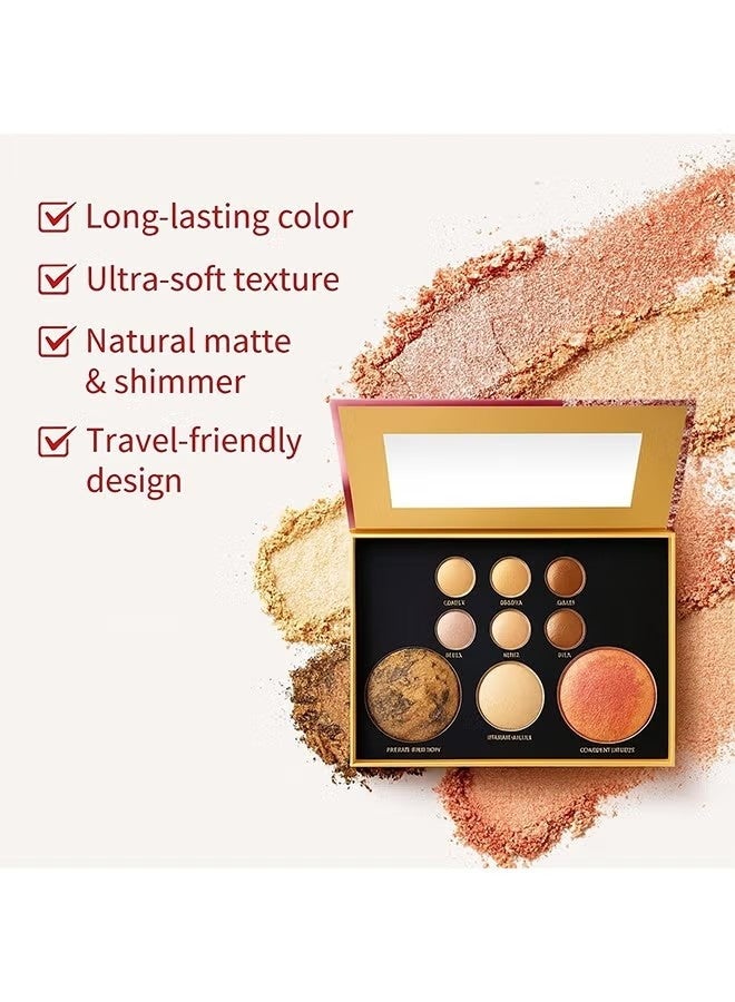 KAPEINE All in One Baked Makeup Palette, Eyeshadow, Blush Highlighter & Bronzer Face Kit Neutral Tones Baked Powder Palette with Matte Shimmer Finish Hign Pigment Full Face Makeup Gift Set for Women - Image 2