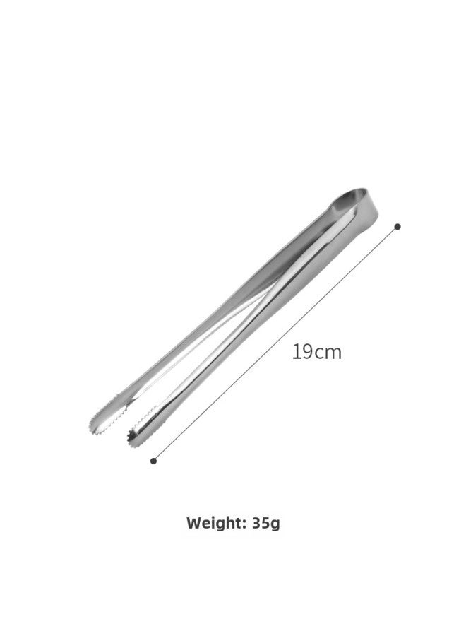 E * Japanese 304 Stainless Steel Barbecue Clip Golden Barbecue Clip Lined Food Clip Steak Clip BBQ Buffet Cuisine-Colour:Bare Body Barbecue Tongs Small Size 19cm (silver) - Image 1