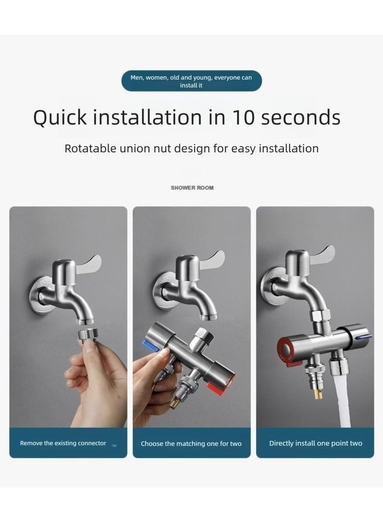 1 in and 2 out water dividing angle valve, bathroom washing machine toilet water dividing angle valve, G1/2 handshake bathroom hotel accessories water angle valve - Image 3