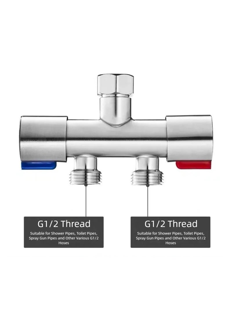 1 in and 2 out water dividing angle valve, bathroom washing machine toilet water dividing angle valve, G1/2 handshake bathroom hotel accessories water angle valve - Image 2