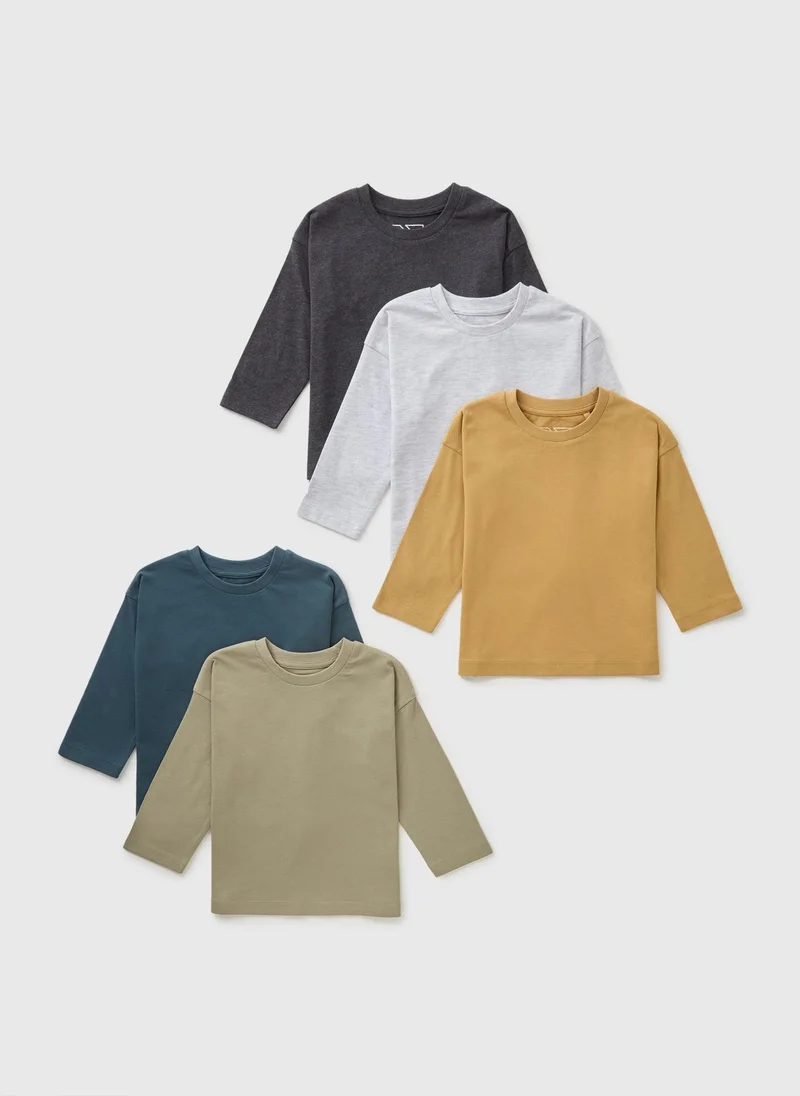 Matalan 5 Pack Boys Multicolour Autumn Long Sleeve Tops