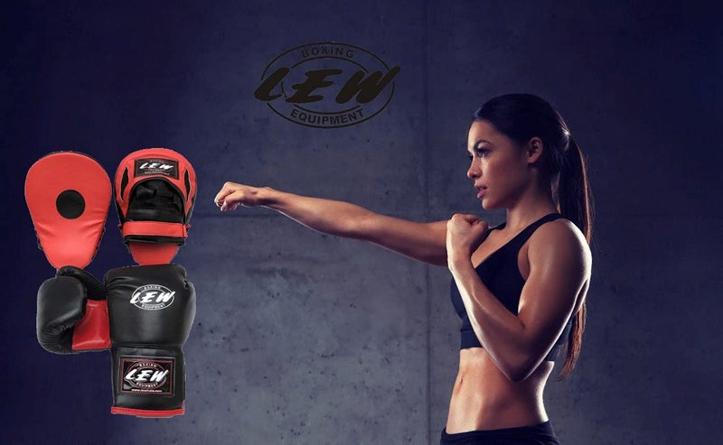 LEW Super Combo Red/Black Focus Pad with Training Gloves (Red/Black, 10 OZ Gloves with Focus Pad) - Image 5