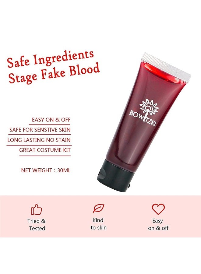 Bowitzki SFX Makeup Kit Halloween Makeup Water Based Cream Face Body Paint Clear Liquid Latex Fake Stage Blood Brush Sponges Painting Special Effects Zombie Vampire Monster Scar Wound Christmas Party - Image 2
