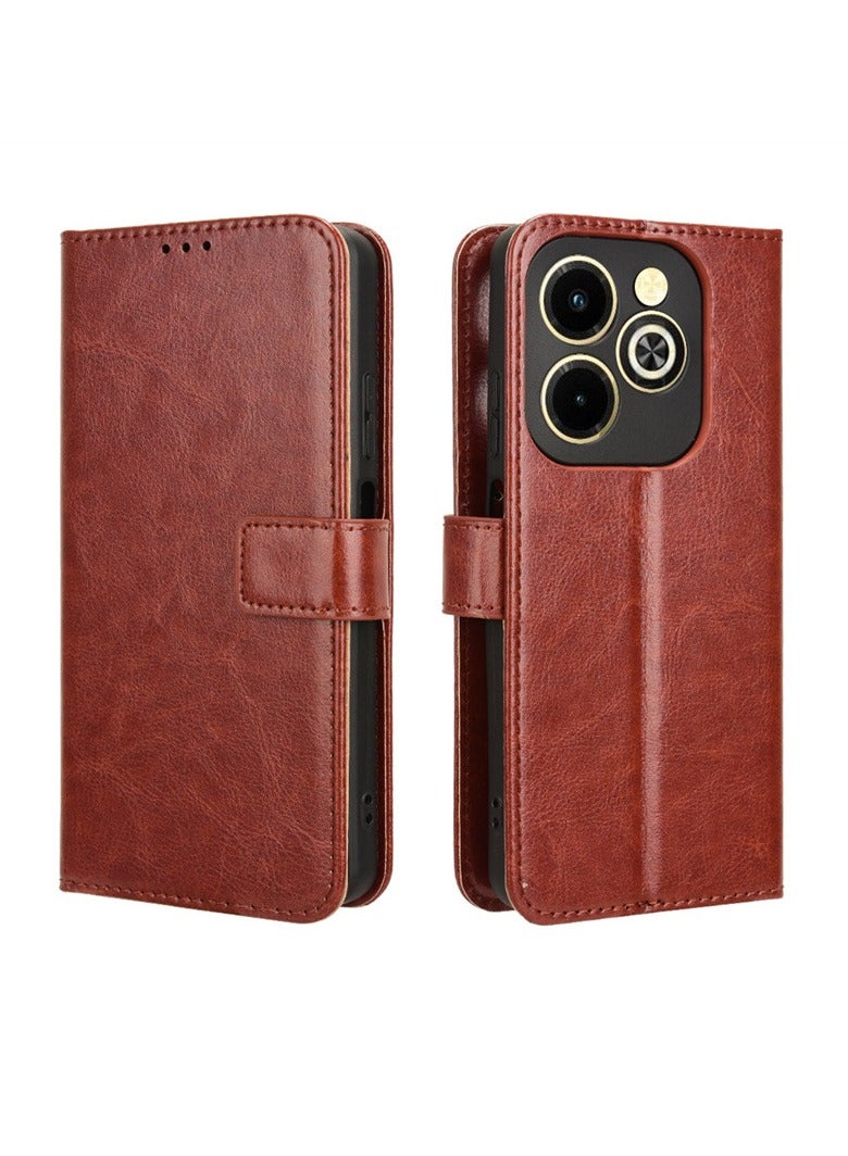 Applicable Transsion Infinix Hot 40i X6528B Phone Case Crazy Horse Print Flip Protective Leather Case - Image 2