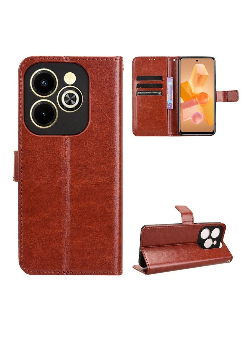 Applicable Transsion Infinix Hot 40i X6528B Phone Case Crazy Horse Print Flip Protective Leather Case - Image 1