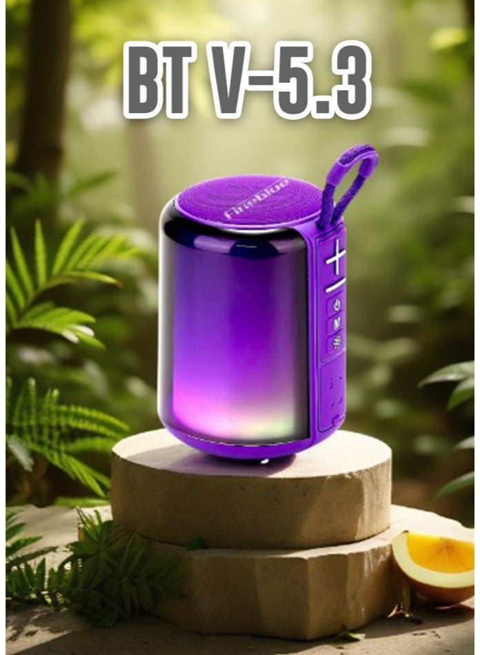 فاينبلو مكبر صوت لاسلكي محمول فاينبلو | صوت ستيريو عالي الدقة | بطارية قابلة لإعادة الشحن بسعة ألف و مائتان مللي أمبير في الساعة إضاءة RGB مع أوضاع متعددة | بلوتوث V5.3 | راديو FM | مدخل AUX وتحكم سهل في مستوى الصوت – تصميم أنيق من الزجاج المقوى - Image 3