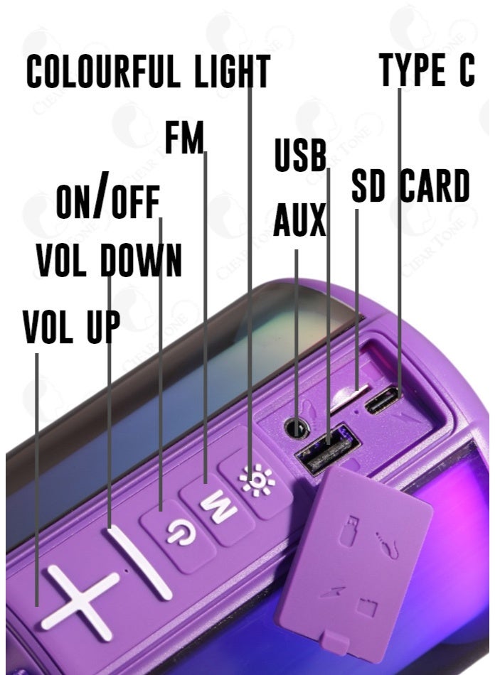 فاينبلو مكبر صوت لاسلكي محمول فاينبلو | صوت ستيريو عالي الدقة | بطارية قابلة لإعادة الشحن بسعة ألف و مائتان مللي أمبير في الساعة إضاءة RGB مع أوضاع متعددة | بلوتوث V5.3 | راديو FM | مدخل AUX وتحكم سهل في مستوى الصوت – تصميم أنيق من الزجاج المقوى - Image 5