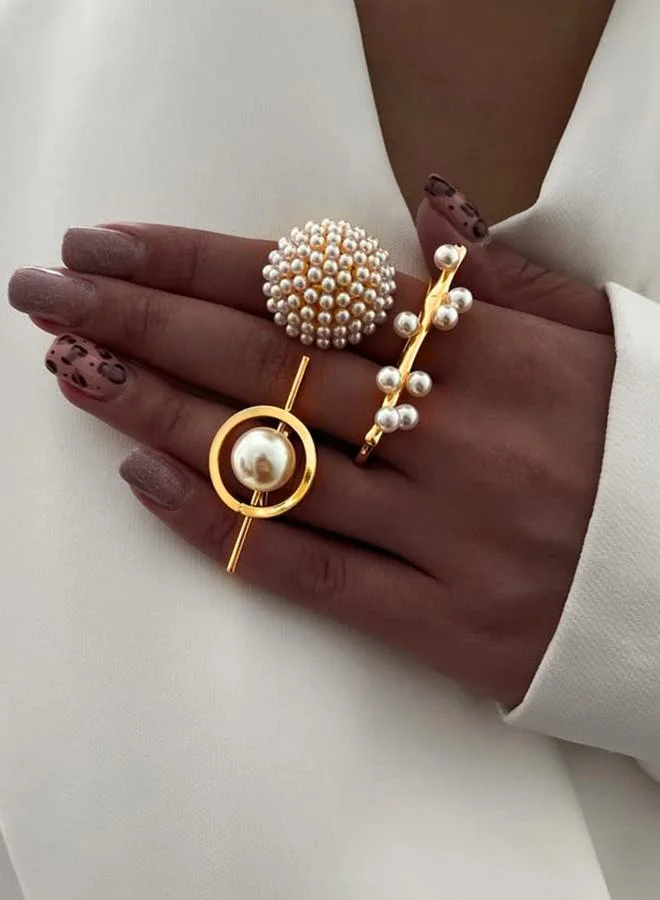 تايك تو خاتم مزين بلؤلؤ صناعي