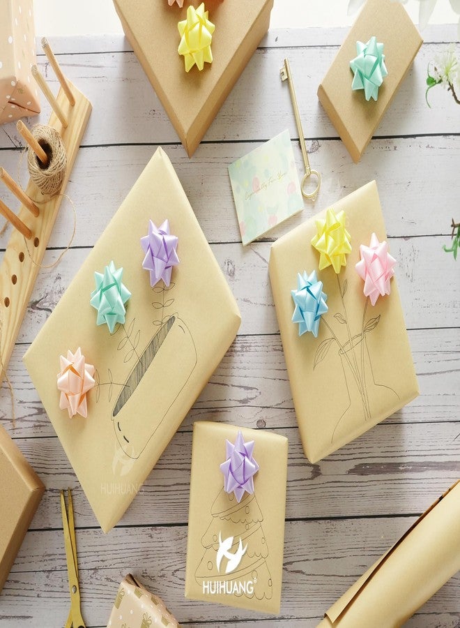 HUIHUANG Pastel Gift Bows 6 Colors 2.5 inch Self Adhesive Satin Star Bows 36 Pcs Pastel Rainbow Bows for Gift Wrapping Crafts Baby Shower Easter Day Decor Party Favor Bags - Image 5