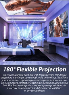 DBLEW 390ANSI Lumens HD Smart Projector Android 11 Portable Mini Cinema 130 Inches Screen Display Lamp 4K Home Movie Theater Gaming Video Presentations 180 Degree Rotating Screen Mobile Phone Projection  - Image 3