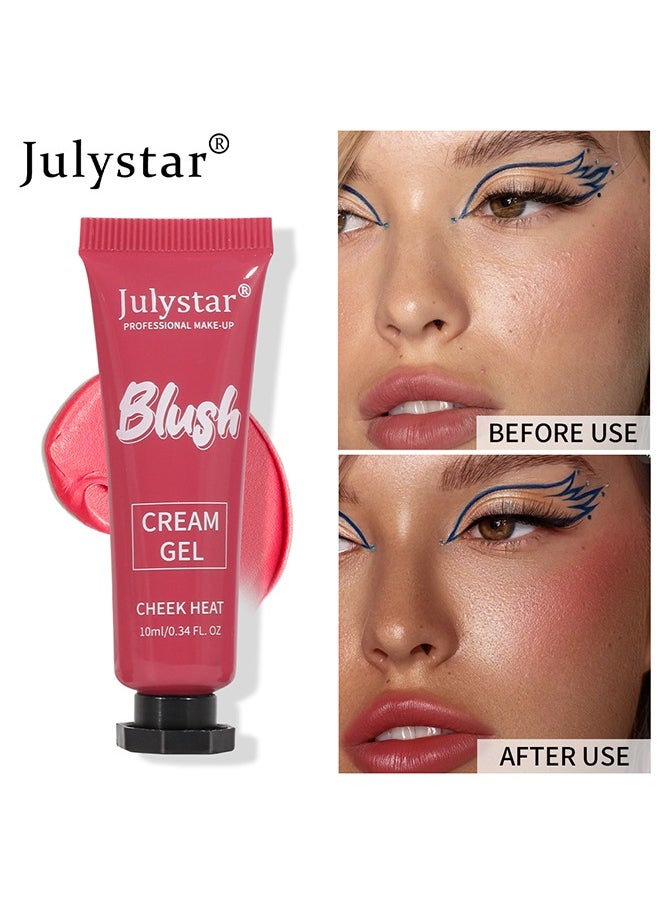 Julystar Blush Cream Gel-Lightweight Breathable Natural Refreshing Long Lasting Waterproof Cheek Blush to Brighten and Enhance Facial Complexion #05  - Image 5