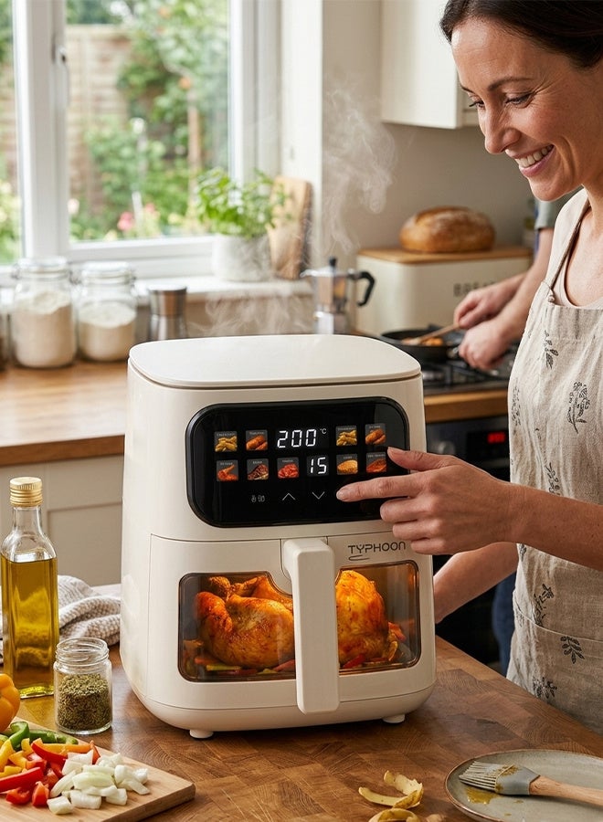Typhoon Air fryer - Digital display - Transparent window - 5 liters - 1400 watts - Off-white - TY-04-005 OW - Image 2