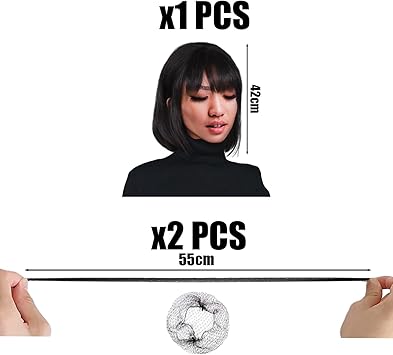 JTMKYO 1 Piece Black Wig with Hair Net Short Straight Hair with Bangs Fashionable for Cosplay Party and Daily Use - Image 2