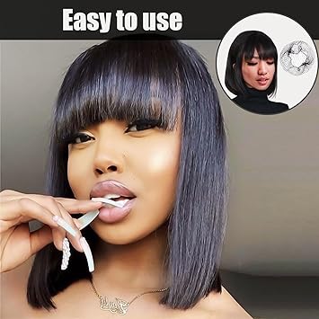JTMKYO 1 Piece Black Wig with Hair Net Short Straight Hair with Bangs Fashionable for Cosplay Party and Daily Use - Image 5
